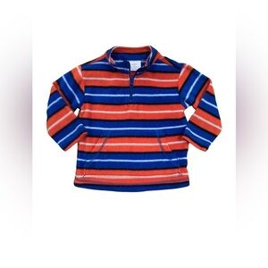 Hanna Andersson Size 90, 3, Orange and Blue Striped Quarter Zip Pullover